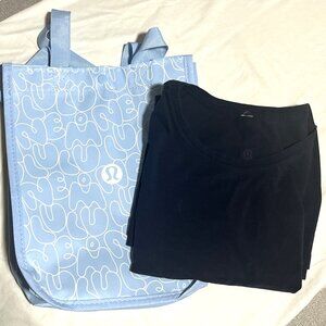 LULULEMON BLACK TANK TOP Muscle Yoga Sleeveless Tee Shirt with Bag